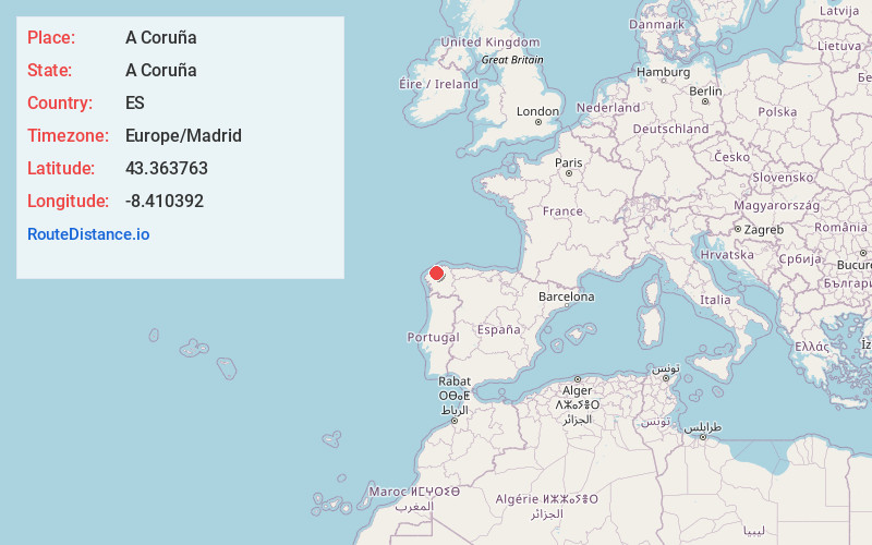 Map of A Coruña