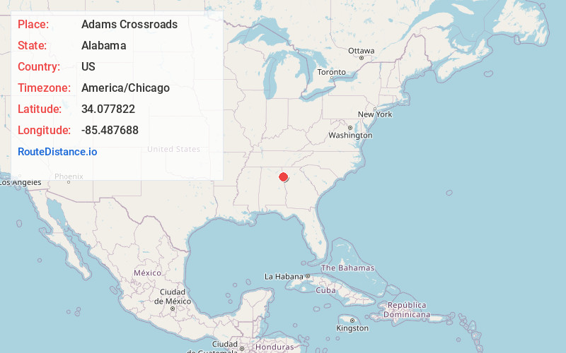 Map of Adams Crossroads