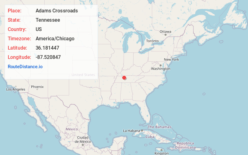 Map of Adams Crossroads