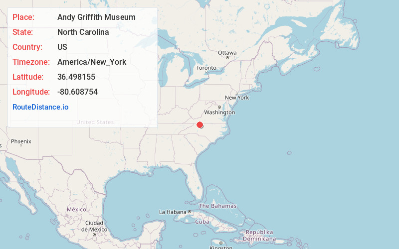 Map of Andy Griffith Museum
