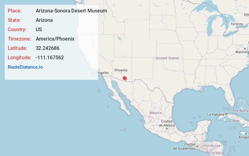 Map of Arizona-Sonora Desert Museum
