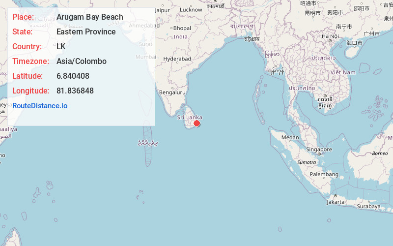 Map of Arugam Bay Beach