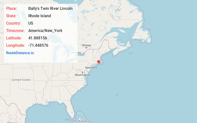 Map of Bally's Twin River Lincoln