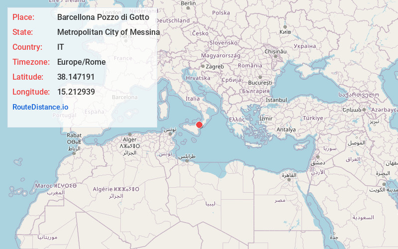 Map of Barcellona Pozzo di Gotto