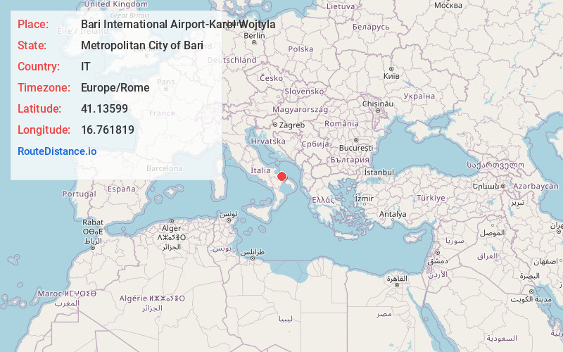 Map of Bari International Airport-Karol Wojtyla
