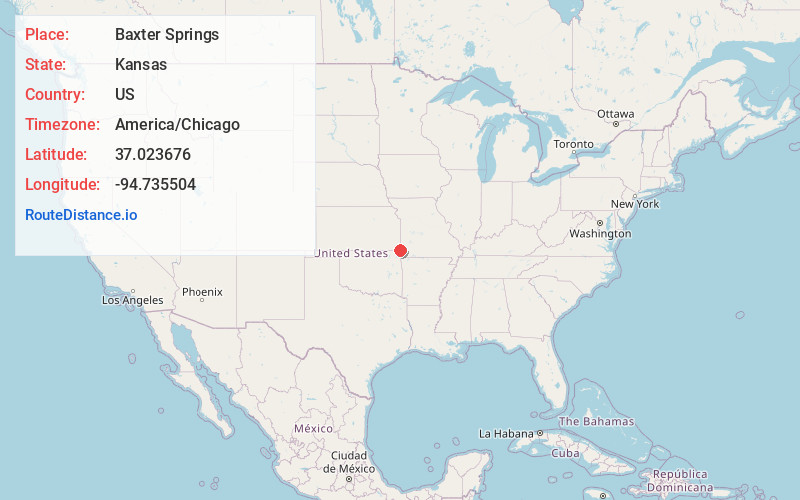 Map of Baxter Springs
