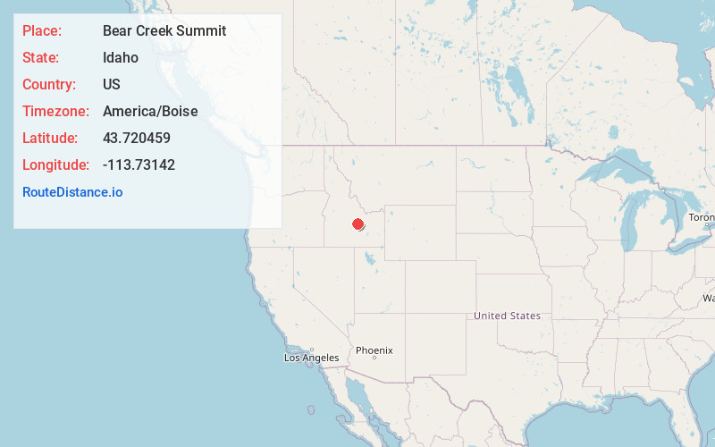 Map of Bear Creek Summit