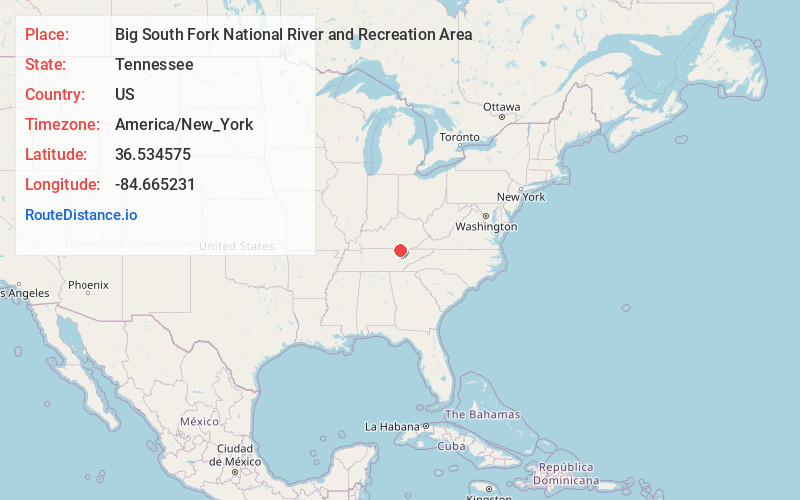 Map of Big South Fork National River and Recreation Area