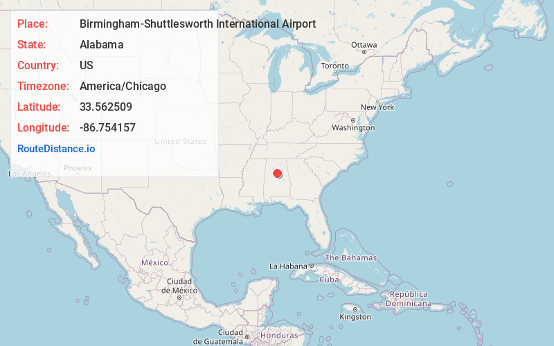 Map of Birmingham-Shuttlesworth International Airport