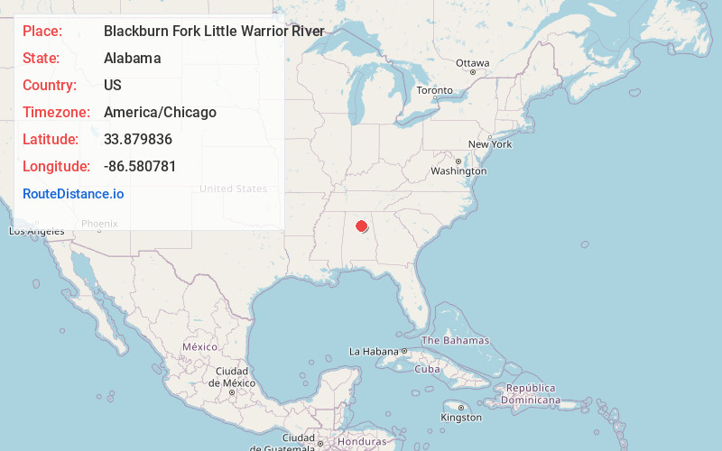 Map of Blackburn Fork Little Warrior River