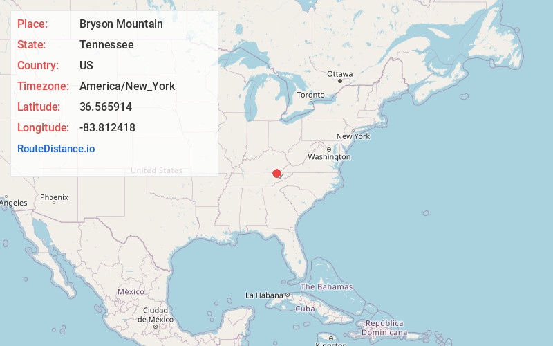 Map of Bryson Mountain