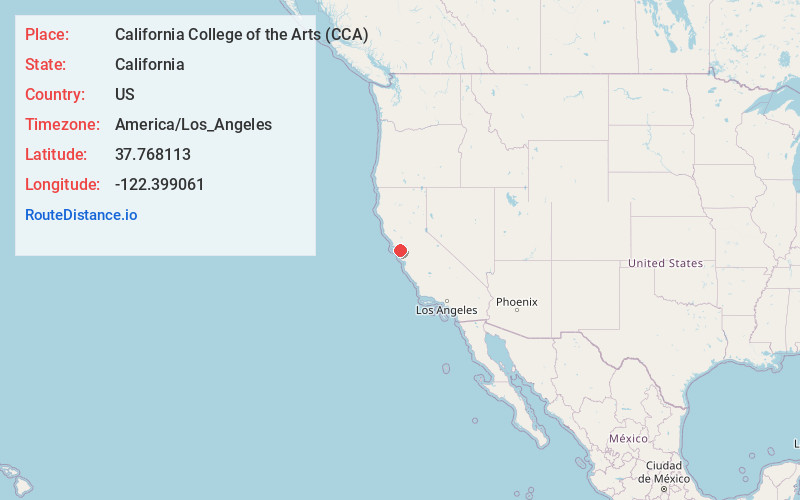 Map of California College of the Arts (CCA)