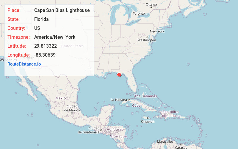 Map of Cape San Blas Lighthouse