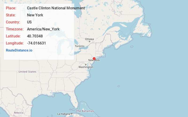 Map of Castle Clinton National Monument