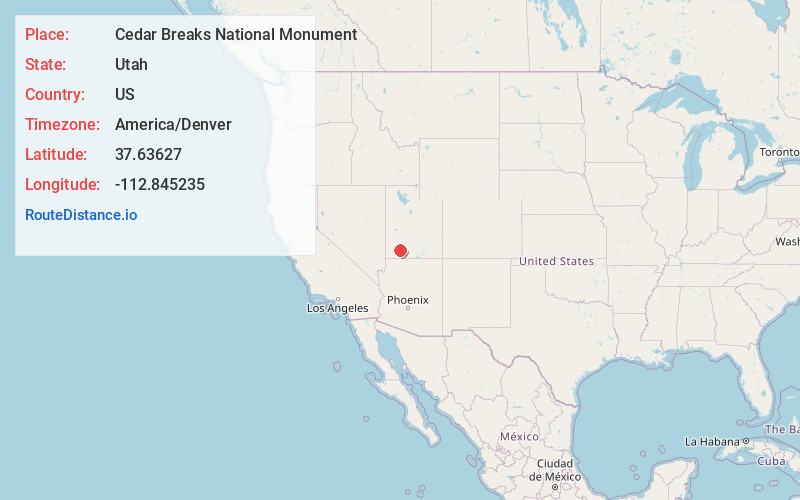 Map of Cedar Breaks National Monument
