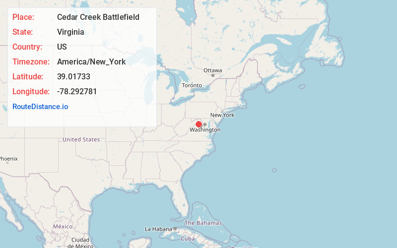 Map of Cedar Creek Battlefield
