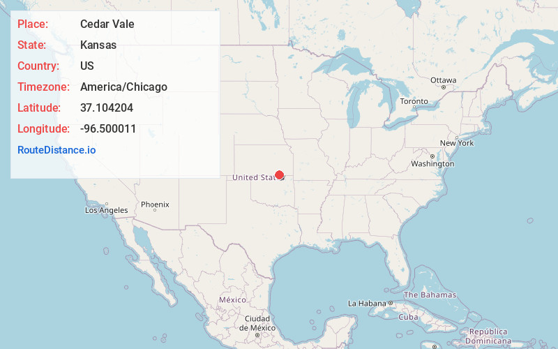 Map of Cedar Vale