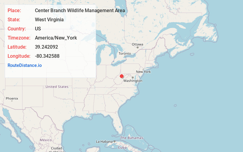 Map of Center Branch Wildlife Management Area