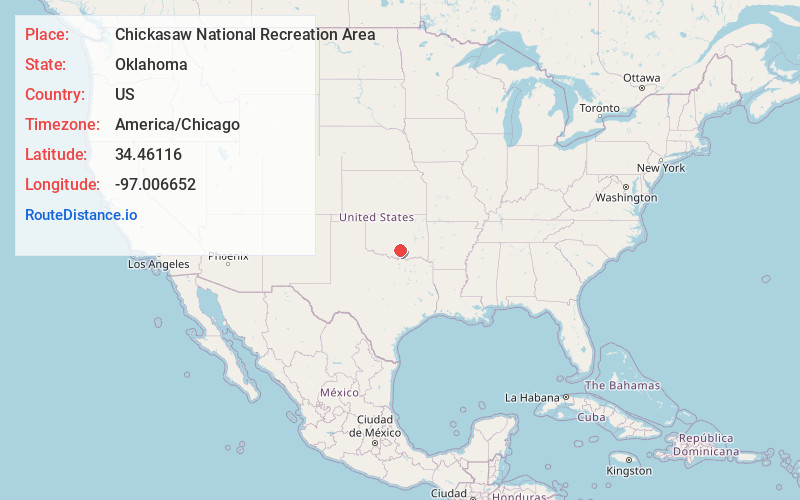 Map of Chickasaw National Recreation Area