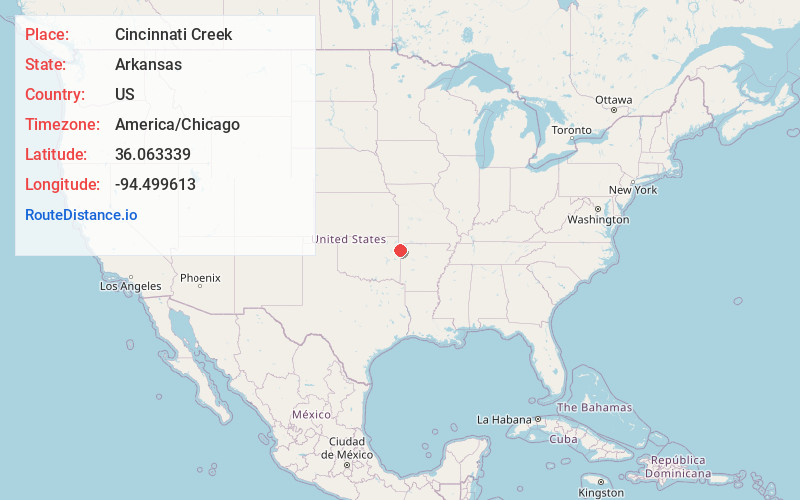 Map of Cincinnati Creek