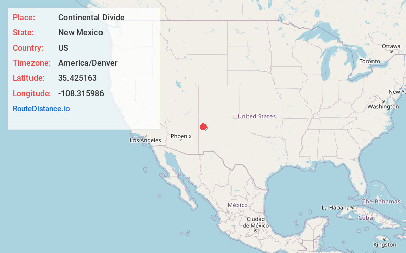 Map of Continental Divide
