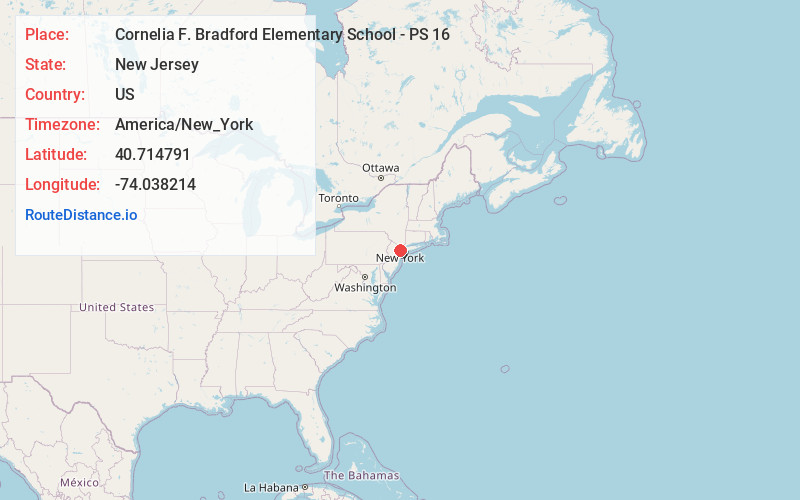 Map of Cornelia F. Bradford Elementary School - PS 16