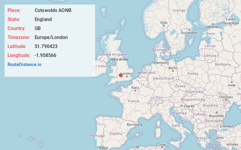 Map of Cotswolds AONB