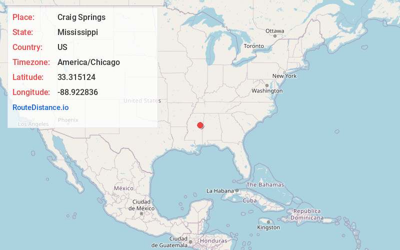 Map of Craig Springs