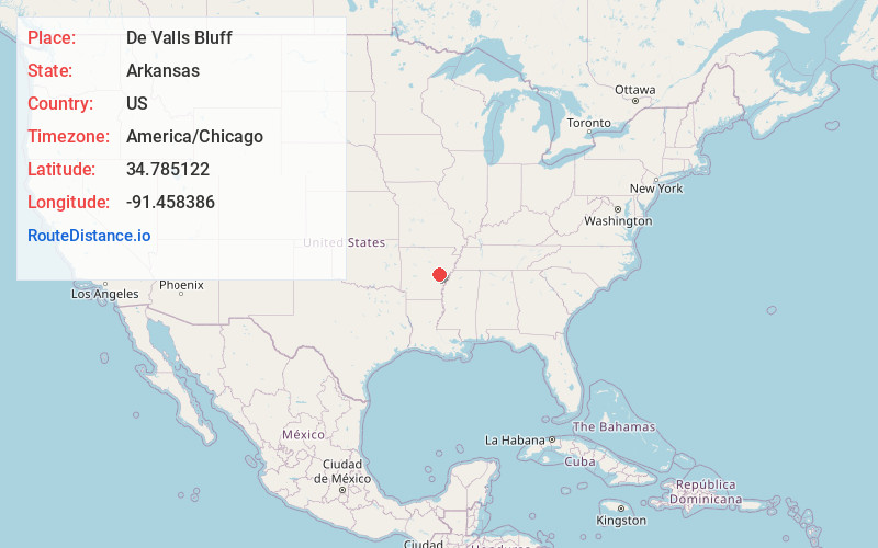 Map of De Valls Bluff