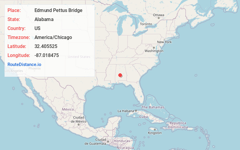 Map of Edmund Pettus Bridge