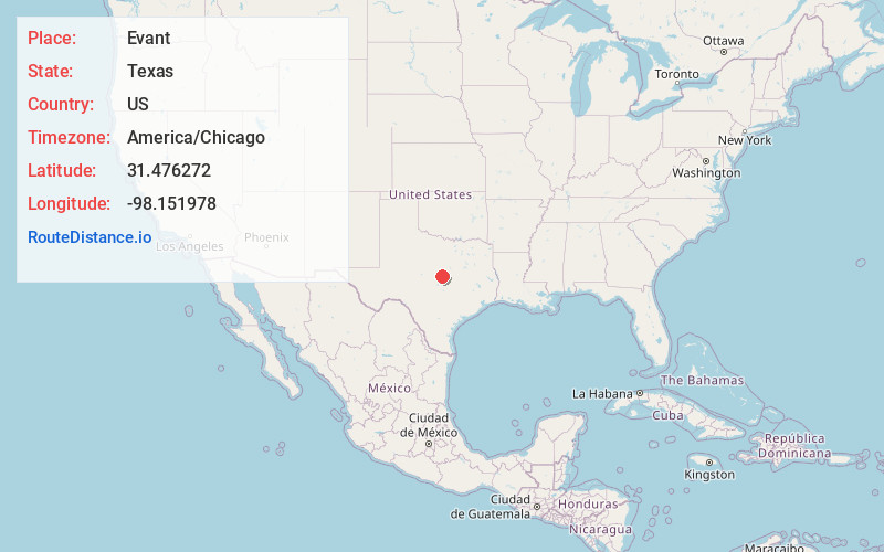 Map of Evant