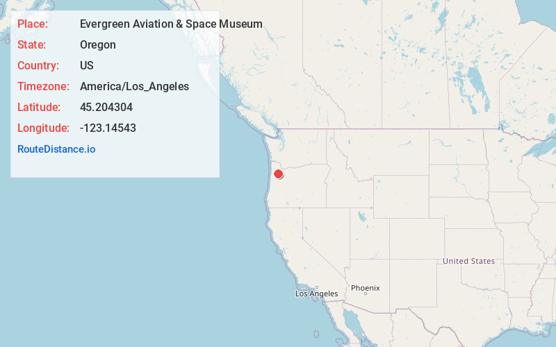 Map of Evergreen Aviation & Space Museum