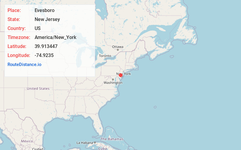 Map of Evesboro