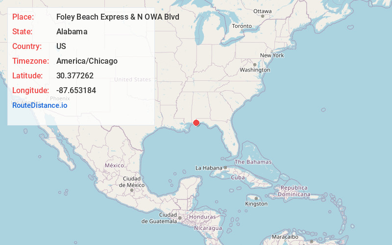 Map of Foley Beach Express & N OWA Blvd
