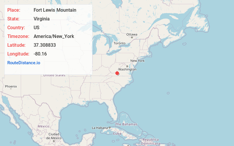 Map of Fort Lewis Mountain