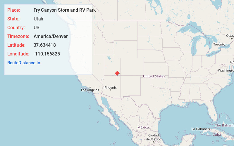 Map of Fry Canyon Store and RV Park
