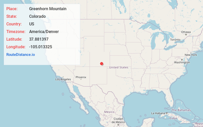 Map of Greenhorn Mountain