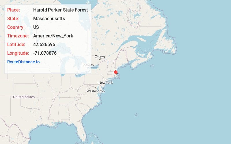 Map of Harold Parker State Forest