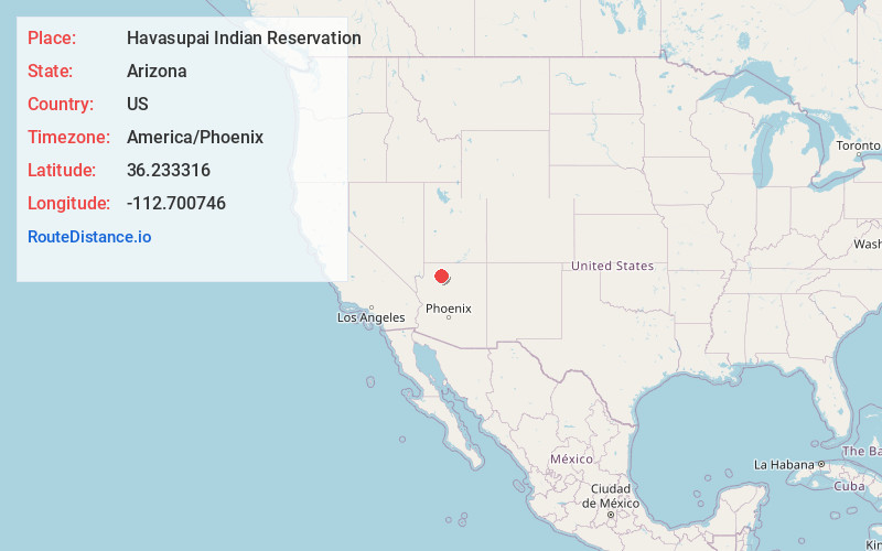 Map of Havasupai Indian Reservation