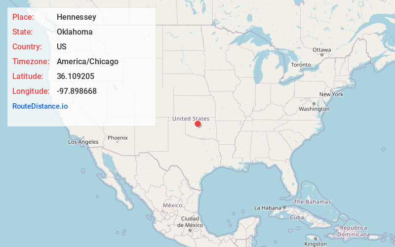 Map of Hennessey