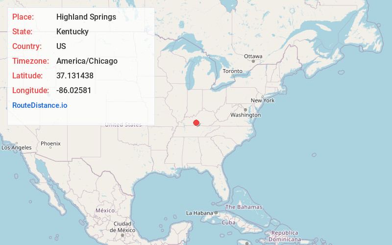 Map of Highland Springs