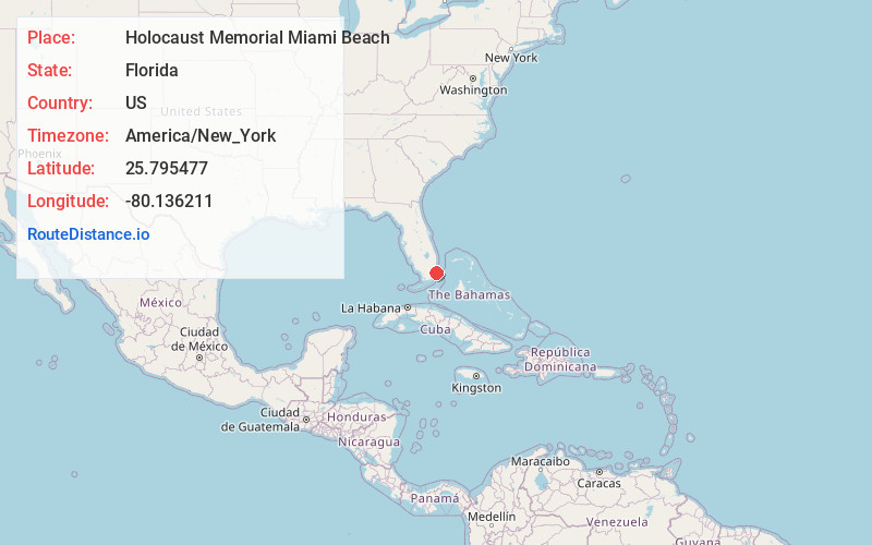 Map of Holocaust Memorial Miami Beach
