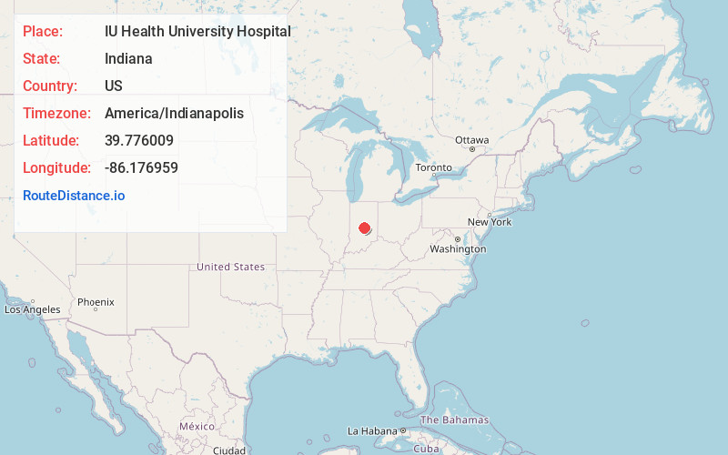 Map of IU Health University Hospital