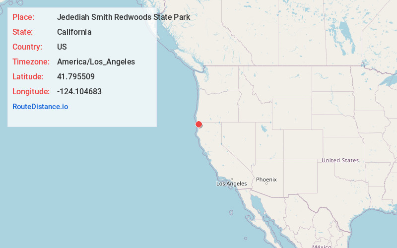 Map of Jedediah Smith Redwoods State Park