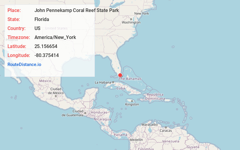 Map of John Pennekamp Coral Reef State Park