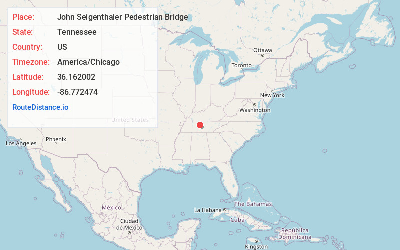 Map of John Seigenthaler Pedestrian Bridge