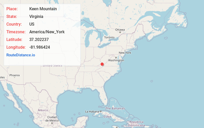 Map of Keen Mountain