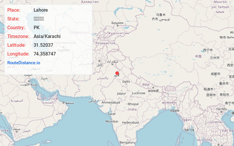 Map of Lahore