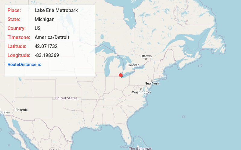 Map of Lake Erie Metropark