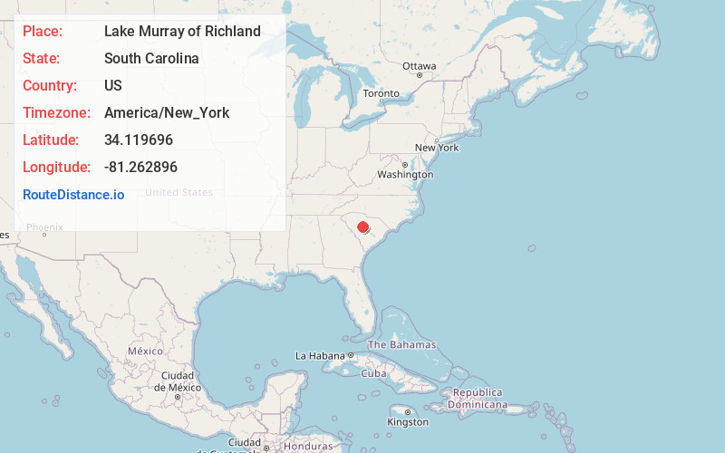 Map of Lake Murray of Richland